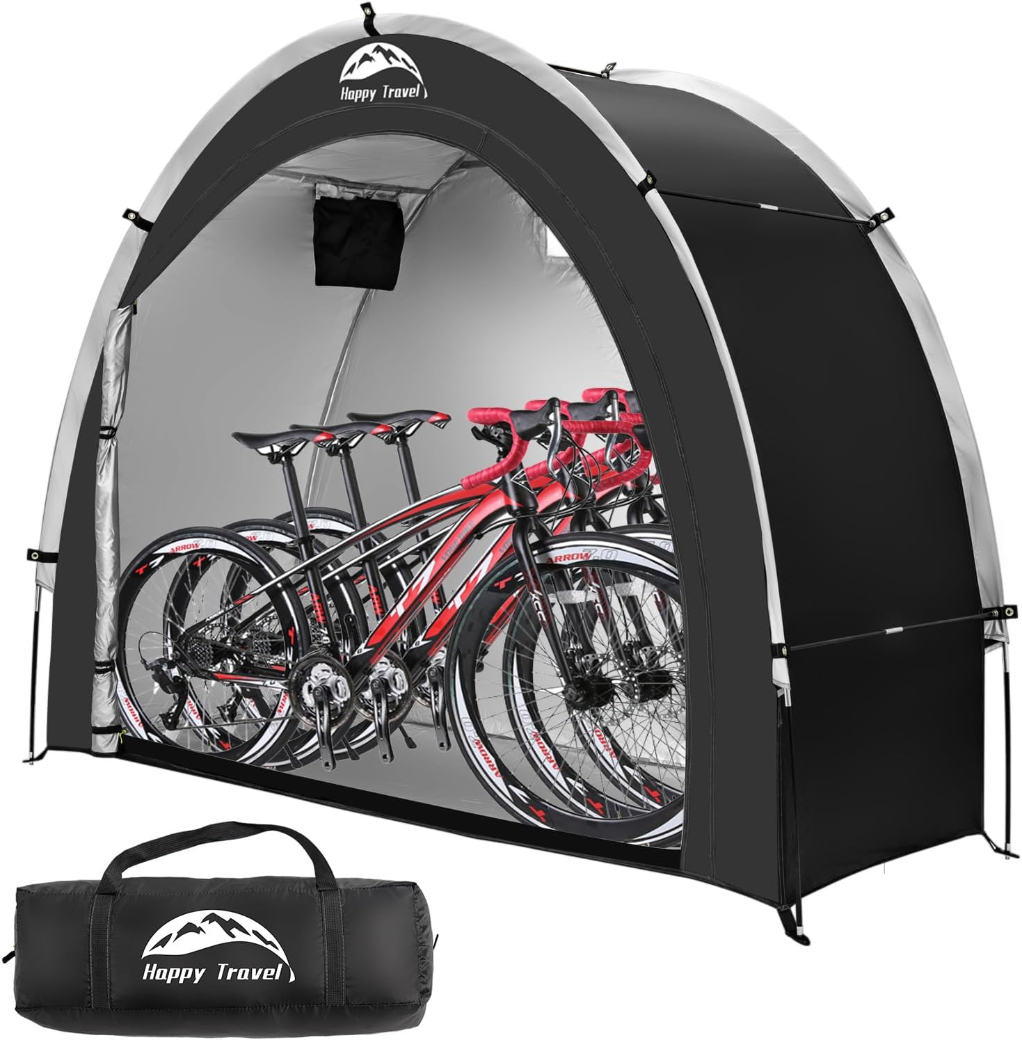 Detalle de HAPPY TRAVEL XL for 2 or 3 Bikes-Black Bike Storage Tent, Waterproof 210D Oxford