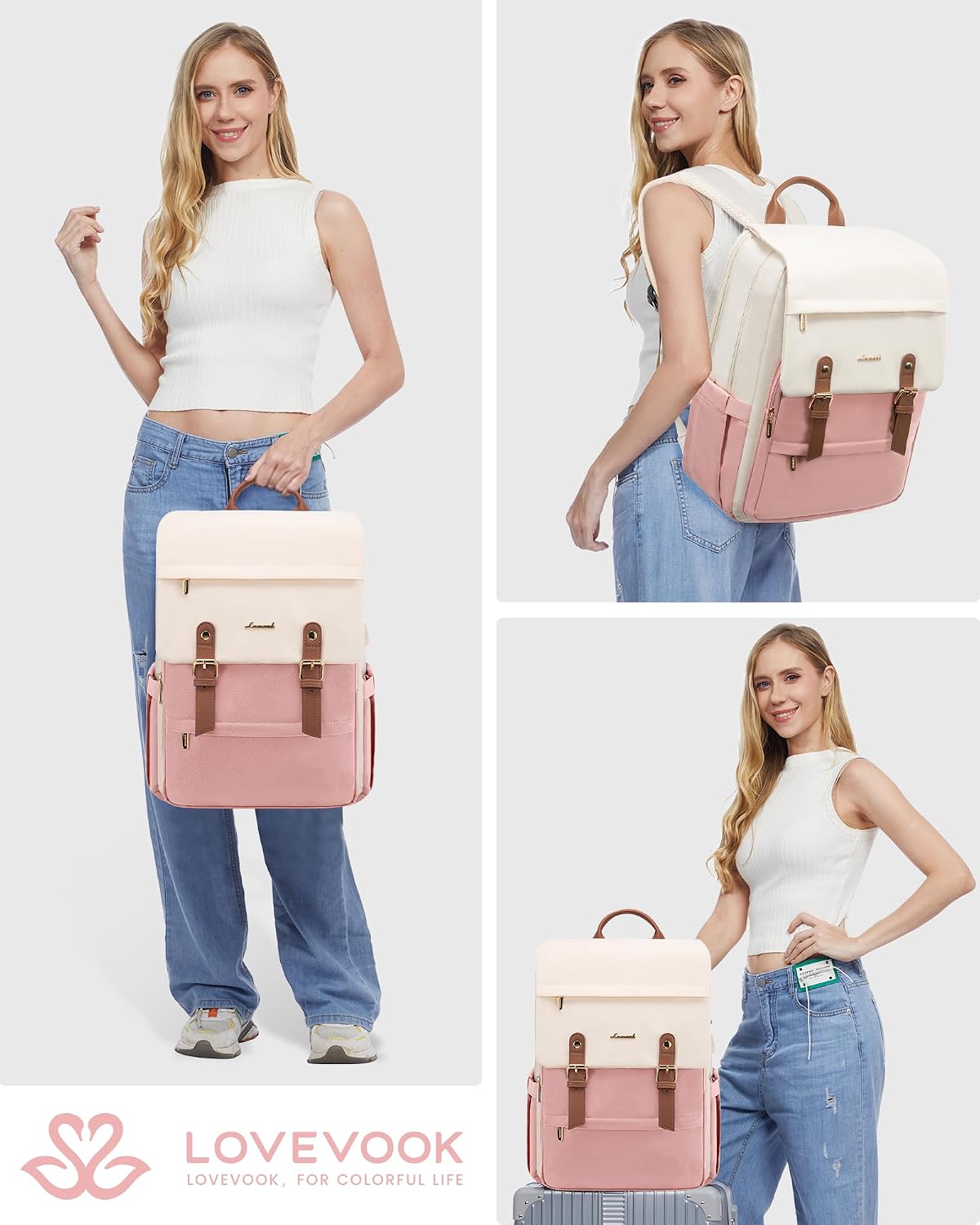 Thumbnail 5 de Lovevook zaino porta laptop da donna: stile vintage, capacità per 17'' e porta USB