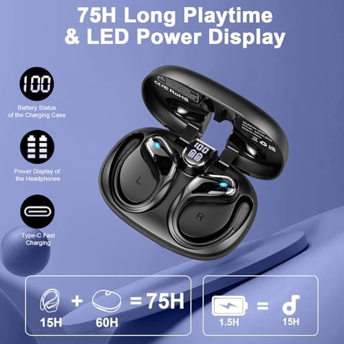 Detalle 2 de Ltinist Cuffie Bluetooth 5.4 Sport: autonomia record e sound HI-FI per allenamenti intensi