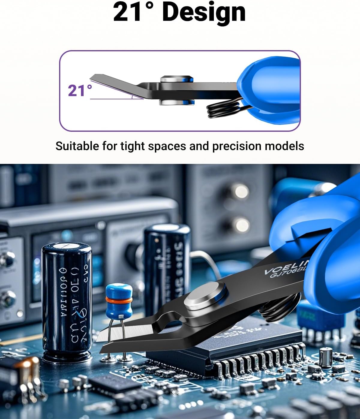 Thumbnail 2 de VCELINK Pince coupante précision 129 mm bleue — mini pince pour modélisme, électronique et bricolage