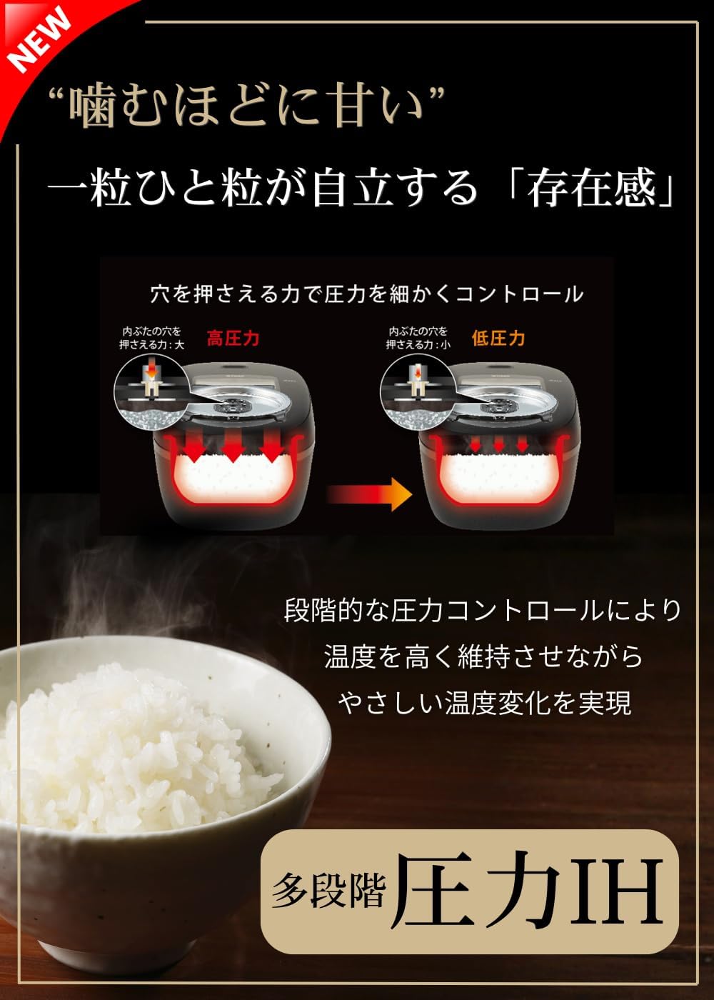 Detalle 1 de タイガー魔法瓶 JRI-N100 W 5.5合圧力IH炊飯器 ホワイト・遠赤5層土鍋蓄熱コート釜