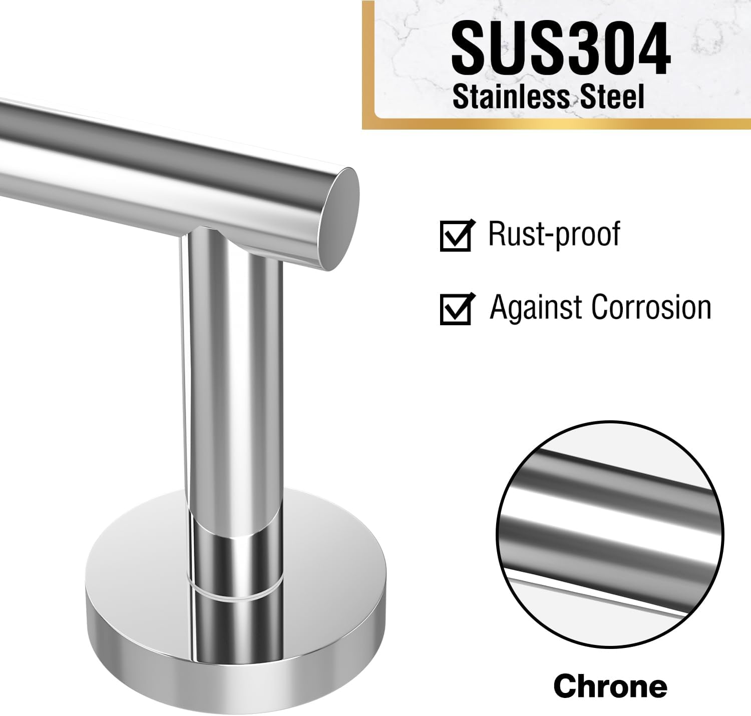 Detalle de HITSLAM Double-Post Pivoting Toilet Paper Holder, Chrome SUS304 Steel