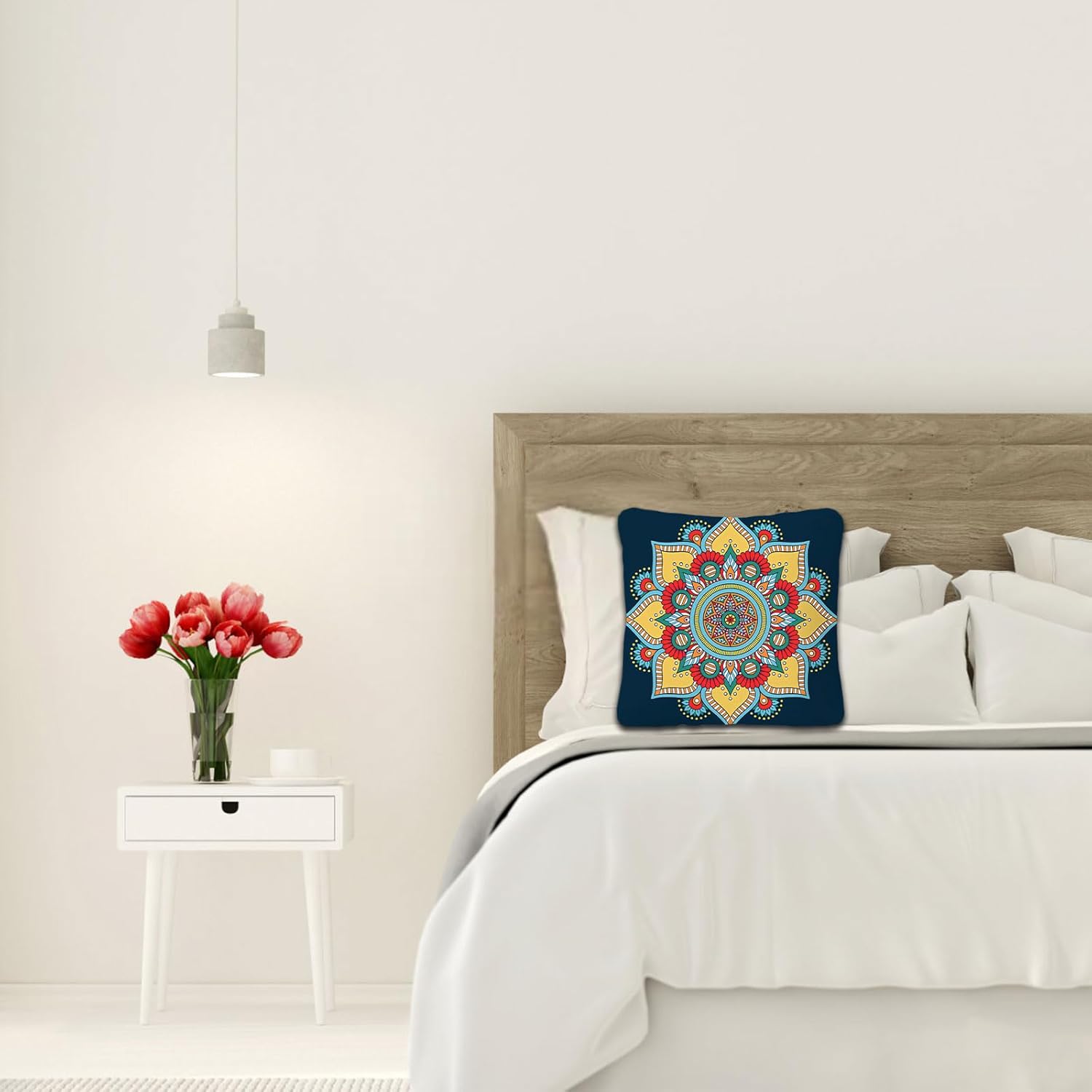 Thumbnail 3 de Betadistor Teal boho floral cushion covers (45 x 45cm approx), set of 2, 18 x 18in style