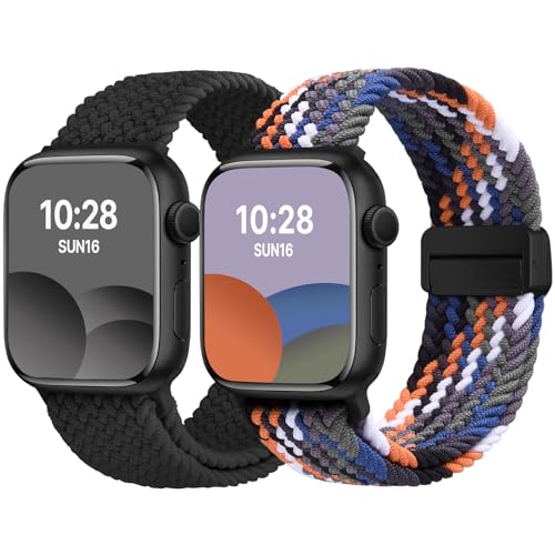 Detalle de Fullmosa Correa trenzada elástica compatible con Apple Watch – 2 unidades con cierre magnético ajustable