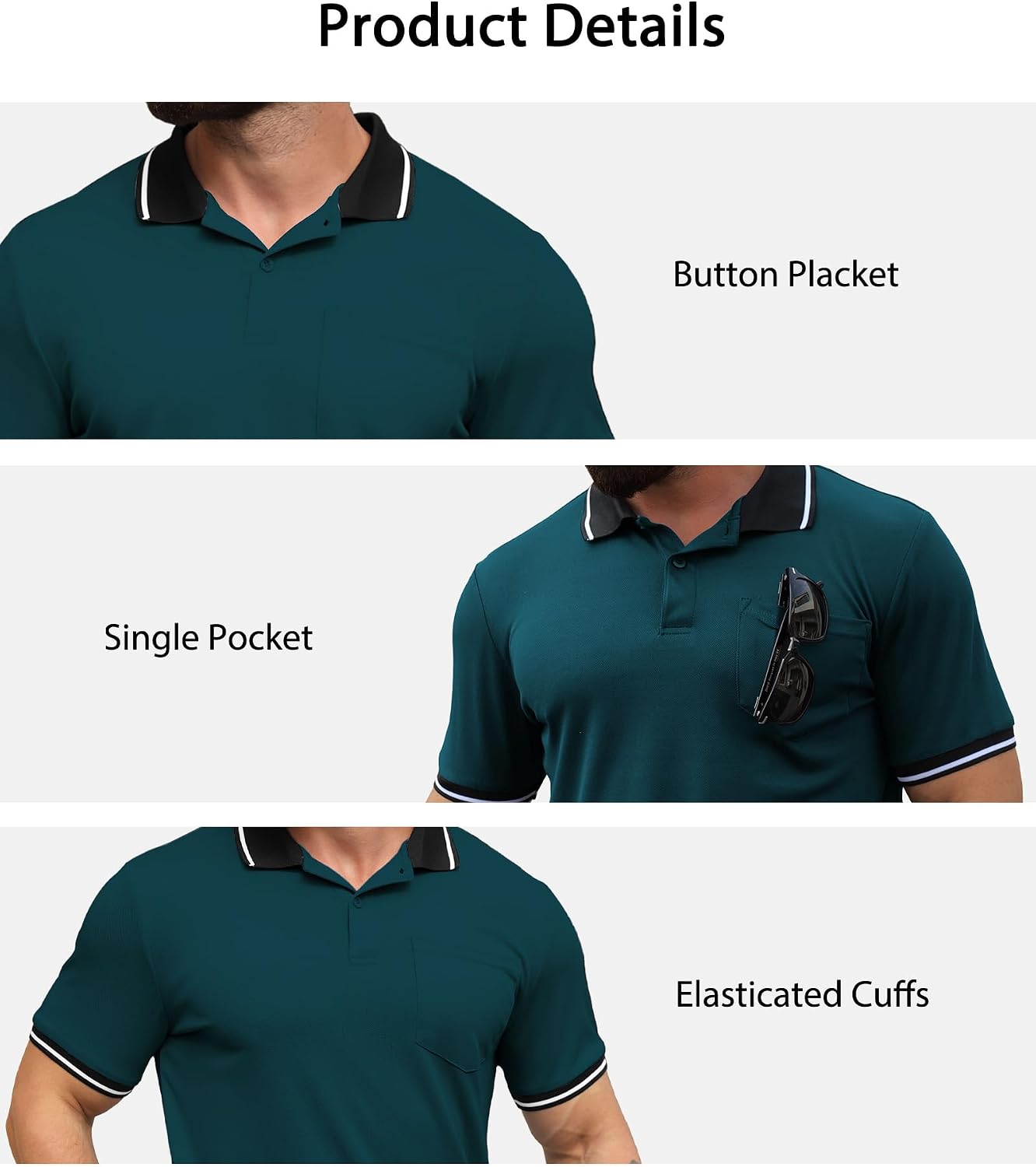 Thumbnail 3 de SwissWell 3 Pezzi Polo Uomo Manica Corta Traspirante Estiva - Comfort e stile per golf e tempo libero