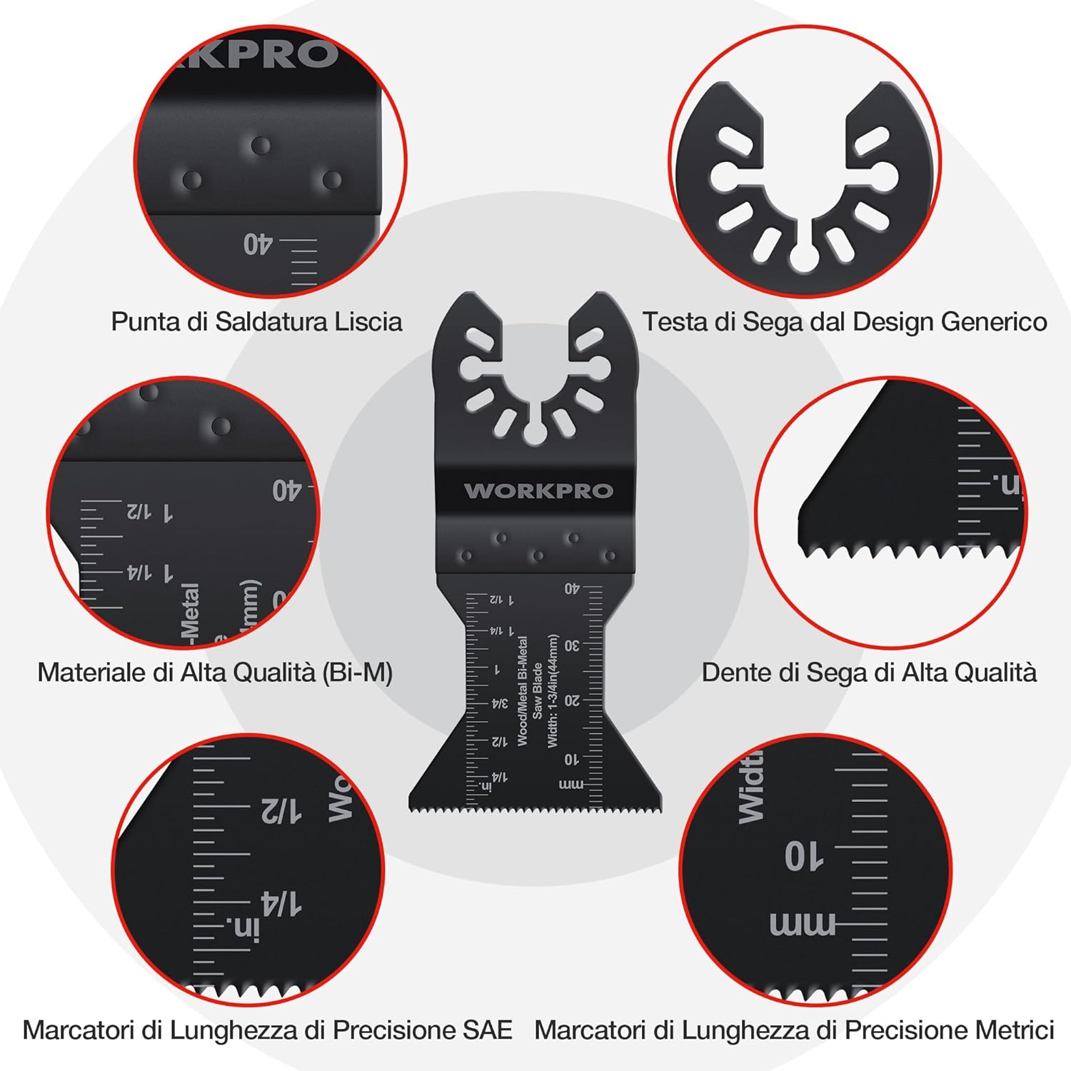 Thumbnail 4 de WORKPRO Lame Utensile Multifunzione 10 Pezzi – Set lame oscillanti in bimetallo, compatibilità ampia