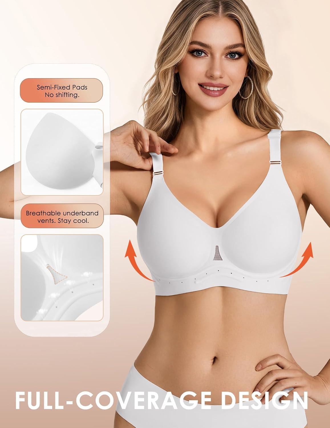 Detalle 2 de Showyoo Jelly Bras Wireless Bralette, Seamless Full Coverage and Padded