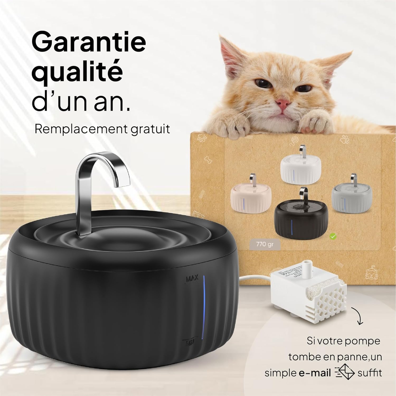 Thumbnail 6 de Pretty Paw Aqua Flow – Fontaine à eau pour chat 3L silencieuse avec filtration au charbon actif