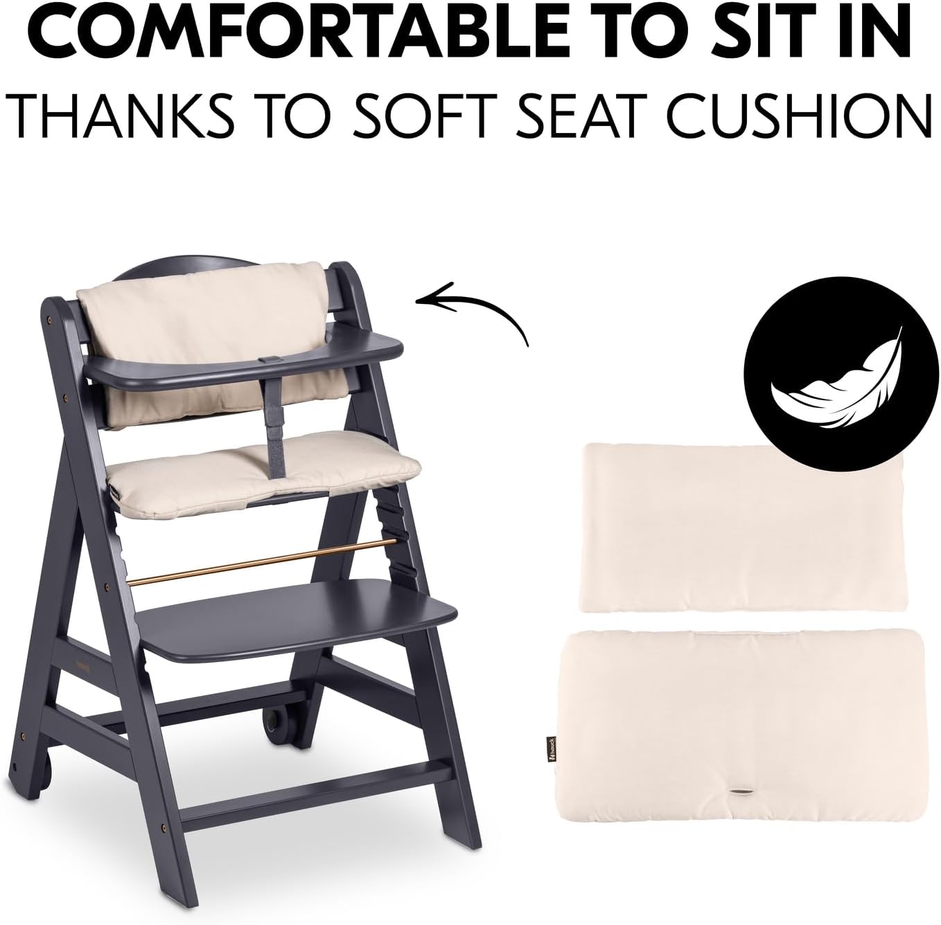 Thumbnail 4 de hauck Beta+ Dark Grey: Wooden High Chair Set for 6 Months to 90 kg