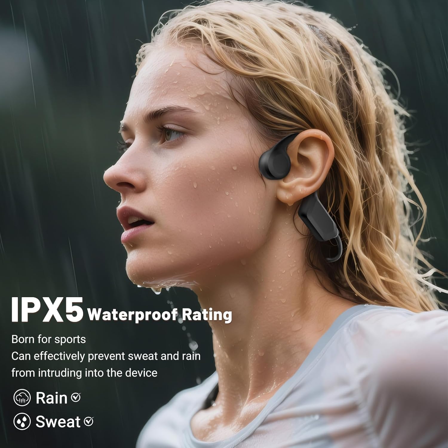 Detalle 2 de New Waterproof Open-Ear Bone Conduction Headphones with Bluetooth 6.0