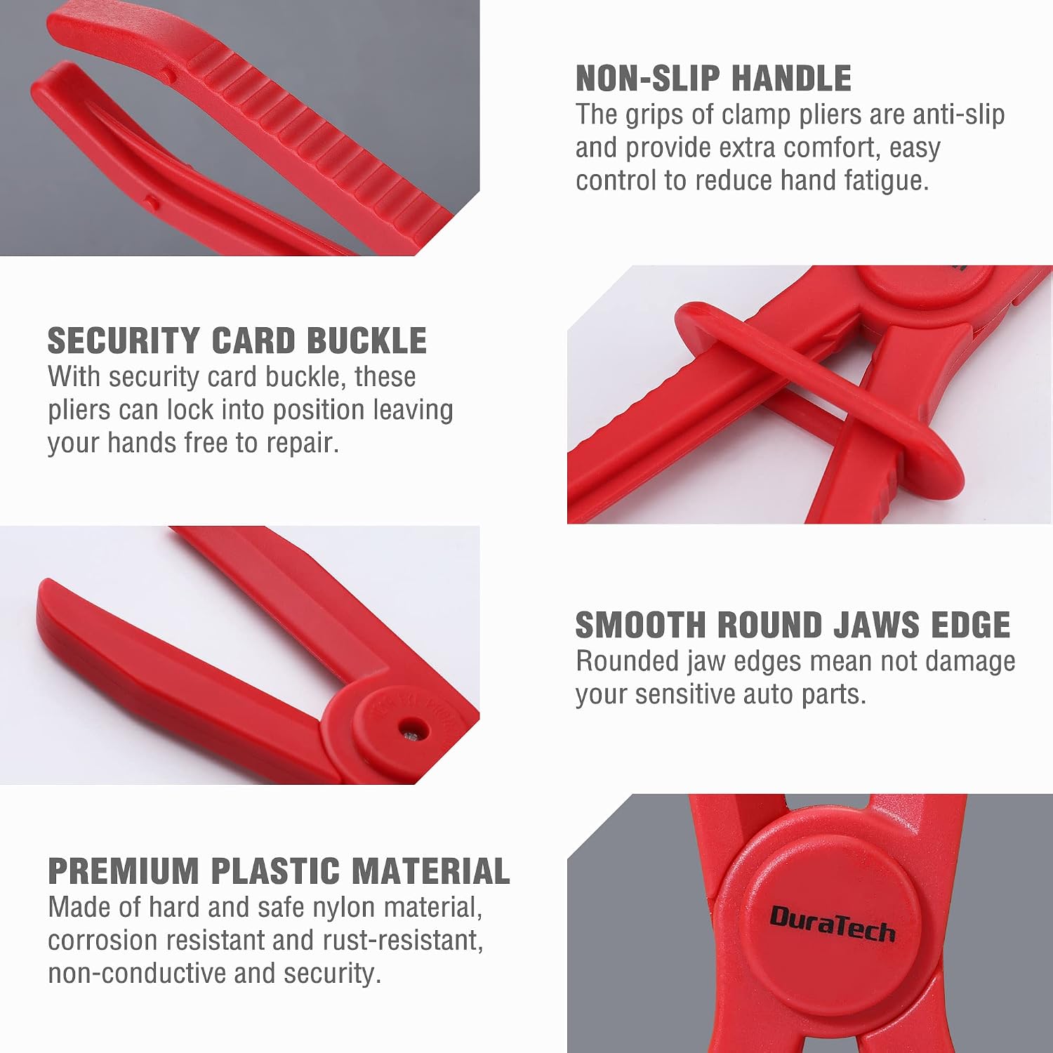 Detalle de DURATECH Pinces à durite 6 pièces : colliers de serrage pour tuyaux flexibles (3 tailles)