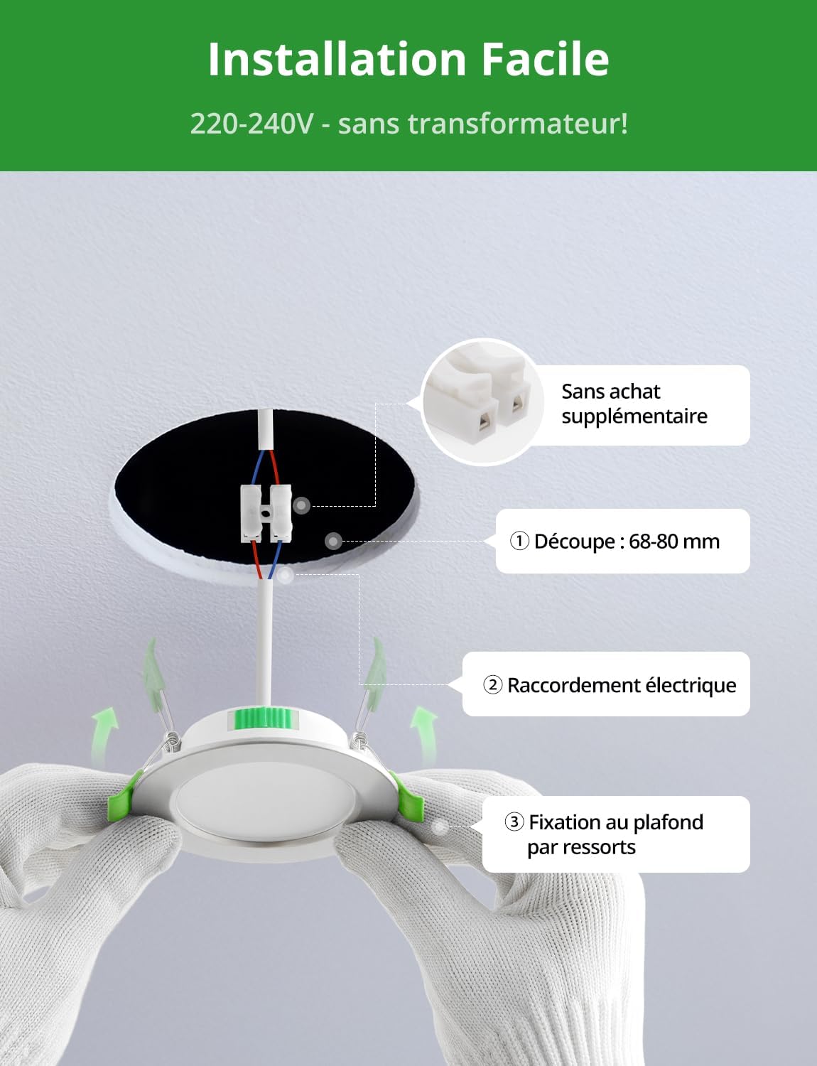 Detalle de HOMEOW XY-RCL5D3CCT badkamer-inbouwspot, IP44, 5 W, 400 lm