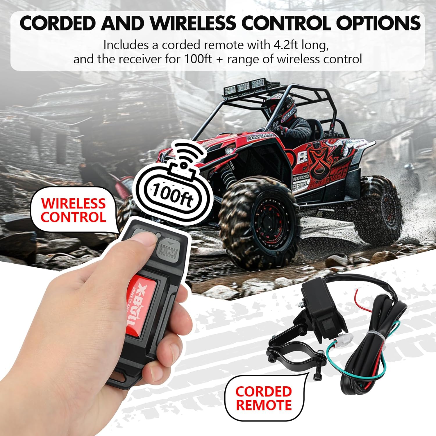Thumbnail 5 de X-BULL New 6000LBS IP68 Waterproof Electric Winch: 2-in-1 Wireless Remote, Synthetic Rope