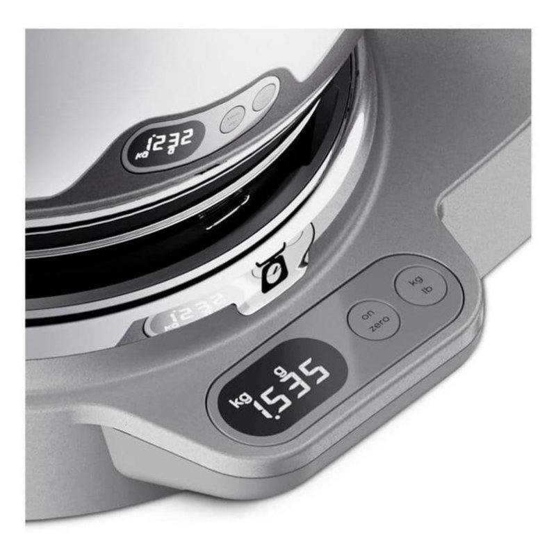 Detalle de Kenwood KVC85.124SI 5L 1200W: procesador de alimentos con báscula integrada y DuoBowl para repostería en casa