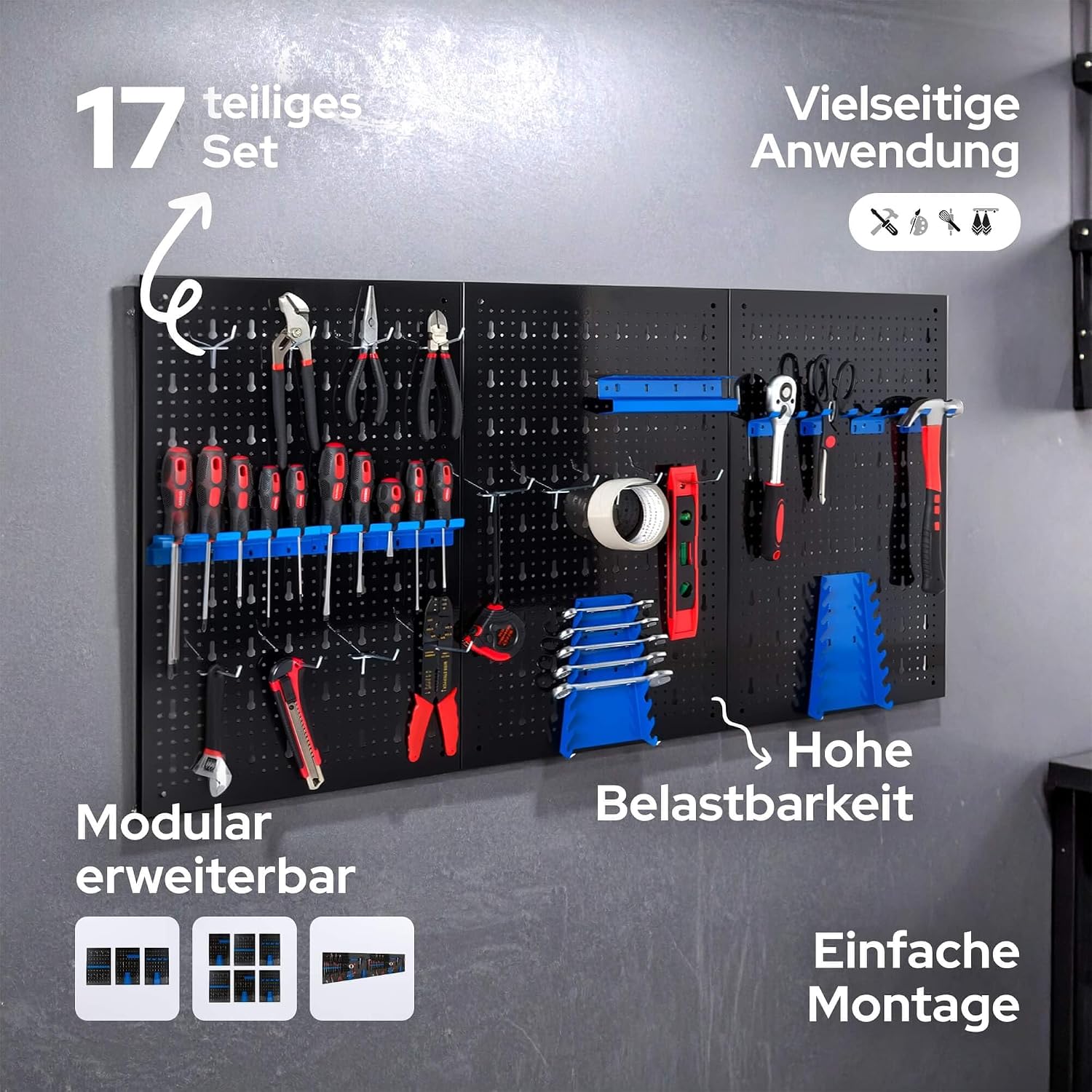 Detalle 2 de Arebos Werkzeugwand 117,6 x 59,5 cm Lochwand