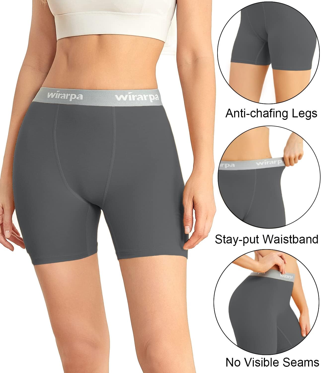 Detalle de wirarpa Pantaloncini sottogonna da donna in cotone elasticizzato, boxer antisfregamento (confezione da 4)