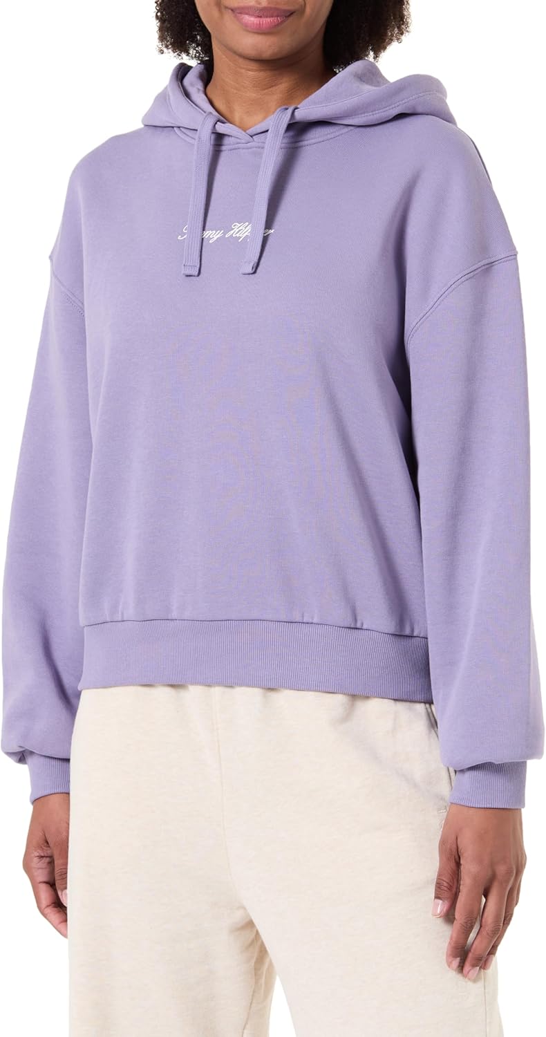 Detalle de Tommy Hilfiger Damen Classic Script Fleece Hoodie (Kapuzensweatshirt) WW0WW47459
