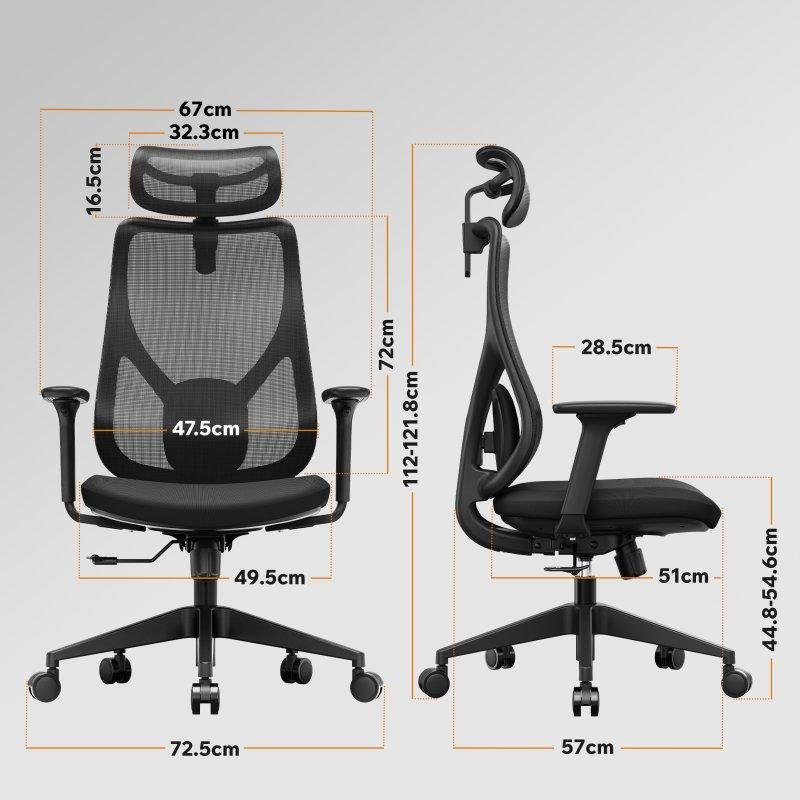 Detalle 2 de Sense7 Moyo: Silla de Oficina Ergonómica Reclinable en Negro