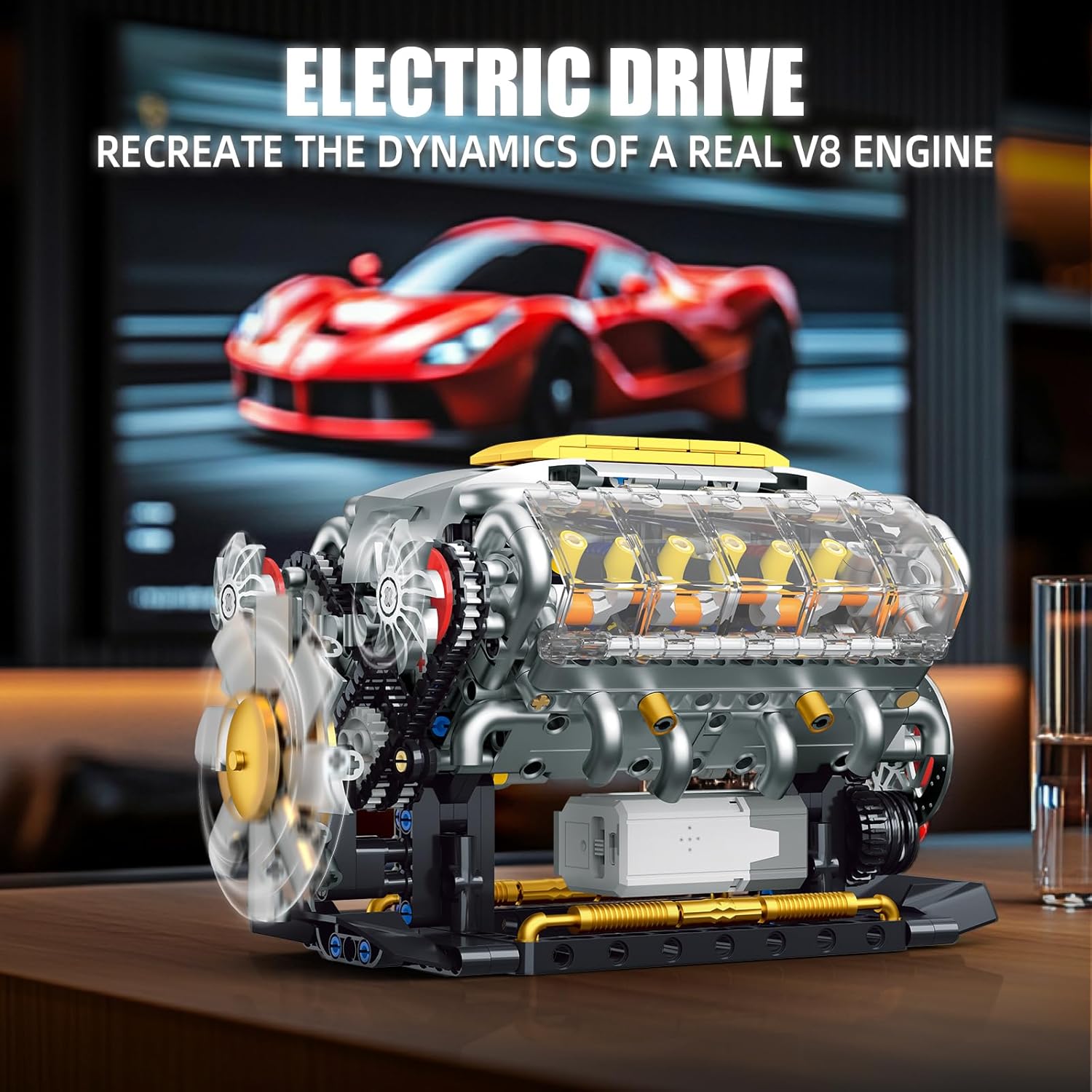 Detalle de V8 engine model kit 703 pieces