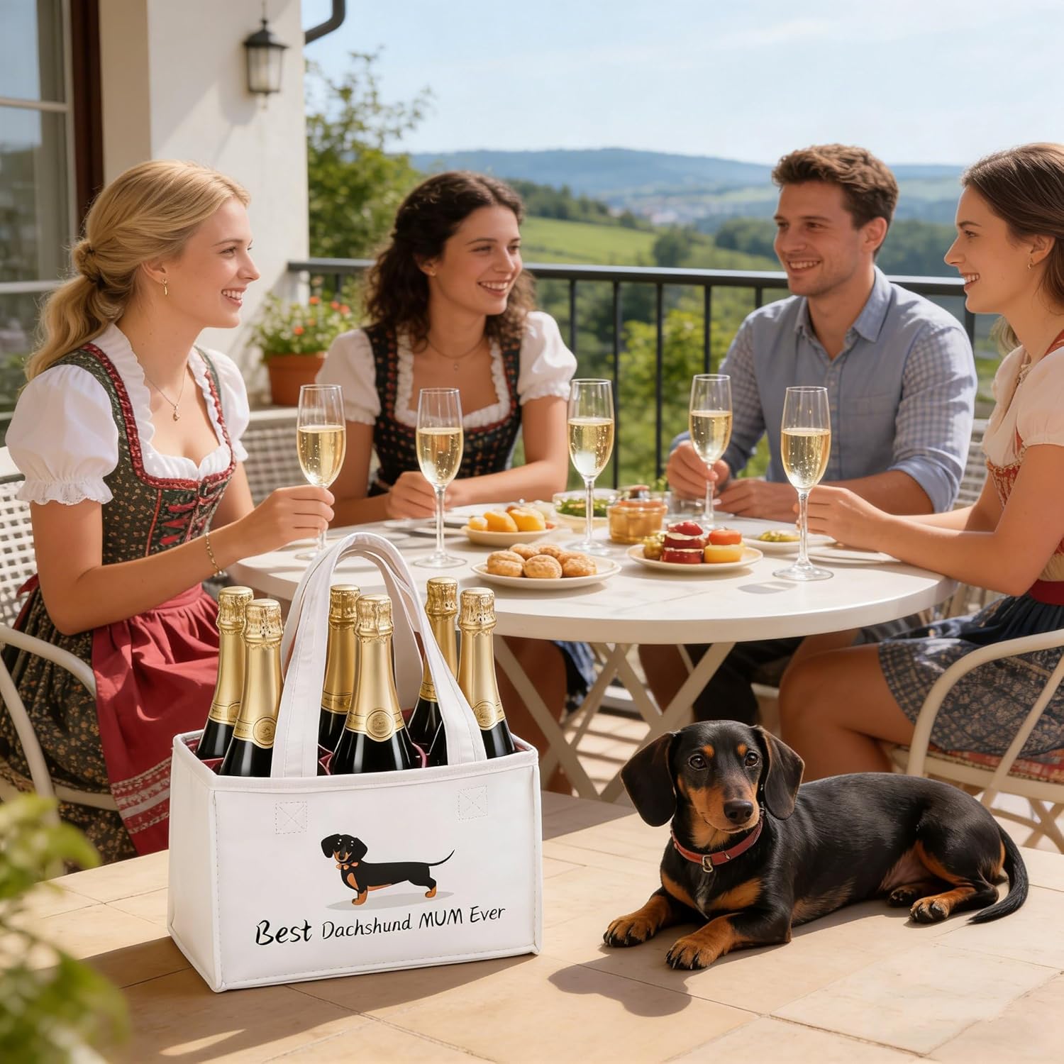 Thumbnail 6 de UV STYLISH Dachshund Sausage Dog Felt 6-Pack Bottle Carrier Bag