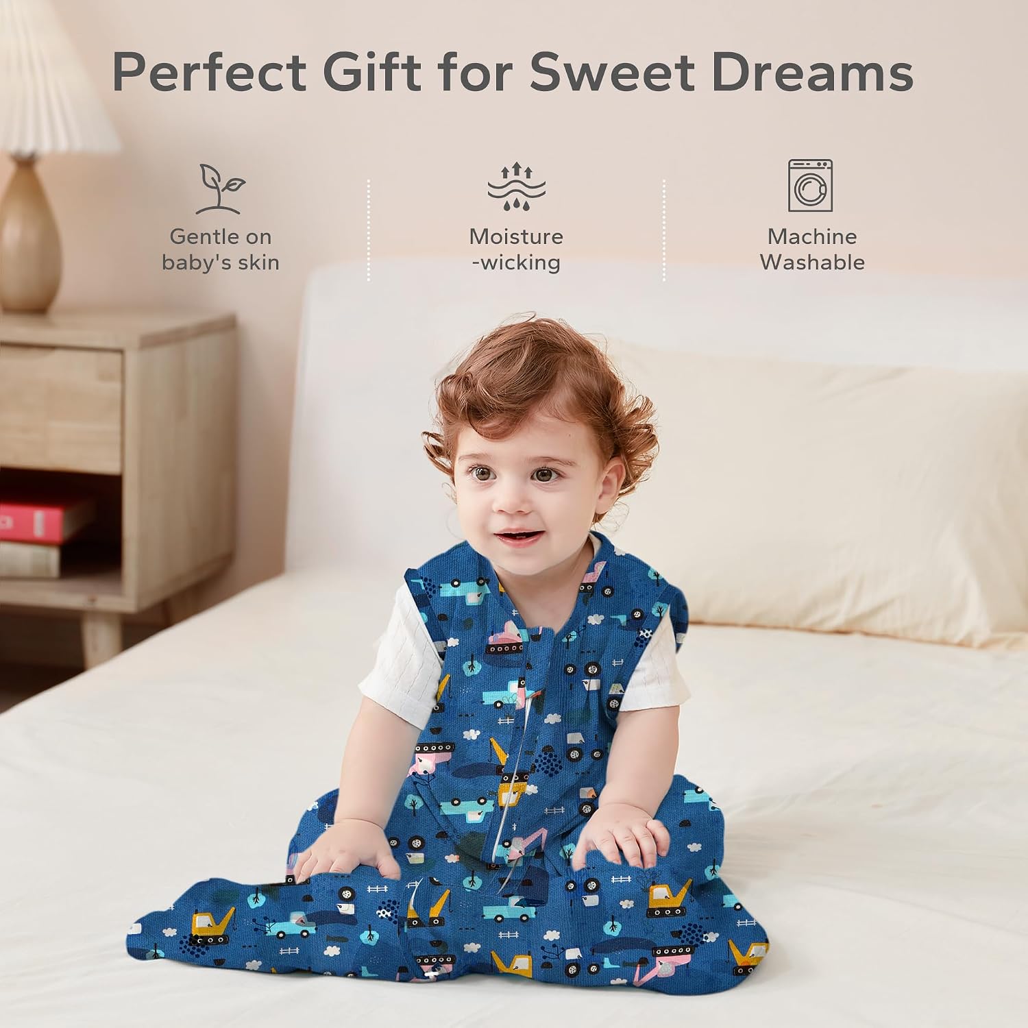 Detalle de ZIGJOY 0.5 Tog Baby Sleeping Bag – 100% Cotton Summer Sleep Sack (6-12 Months)