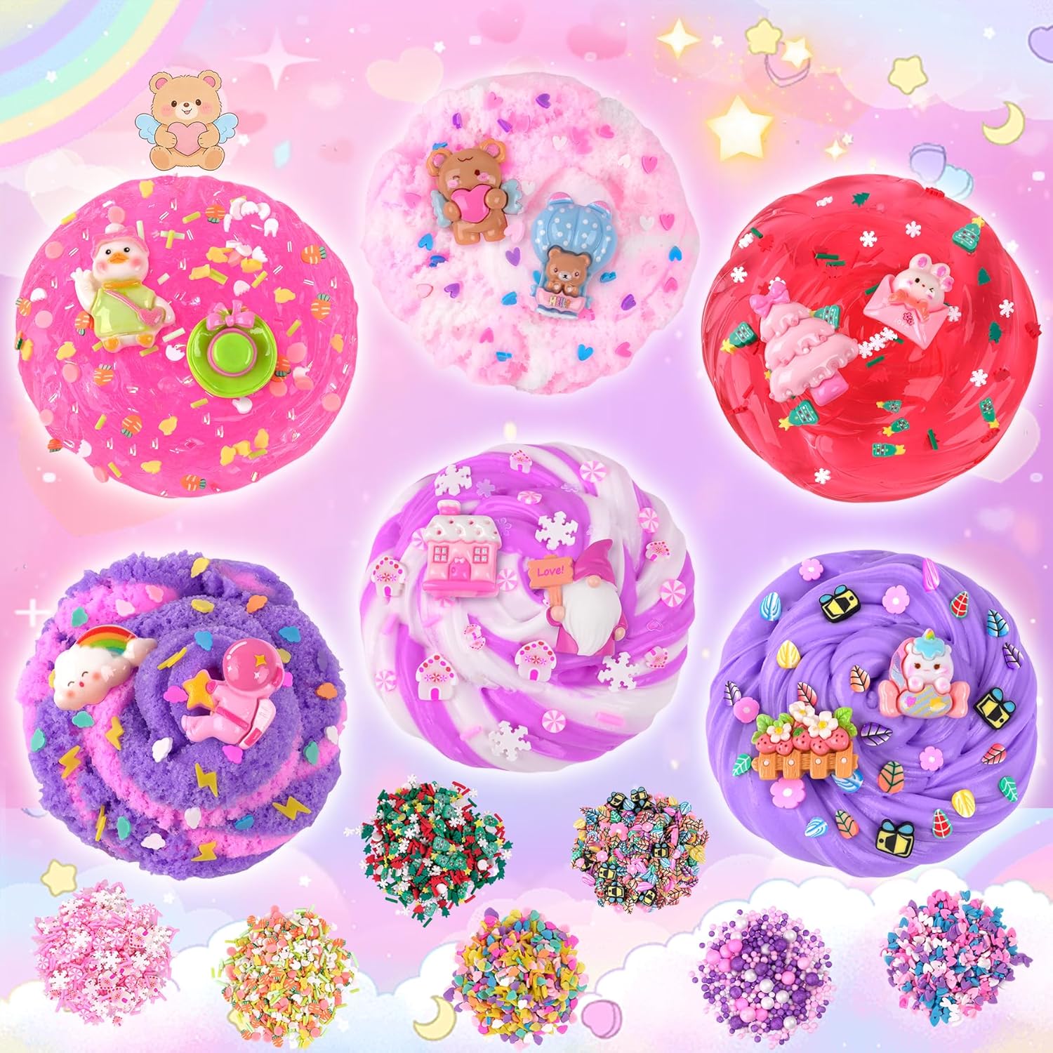 Detalle 2 de LAWOHO 6 Pack Pink Slimes: A Colourful, Mess-Minimised DIY Slime Kit for Kids
