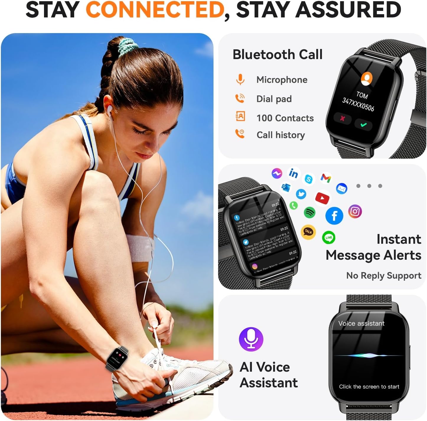 Thumbnail 3 de Smart Watch for Women and Men with 1.85" HD Screen, 112 Sports Modes, IP68 Waterproof, Bluetooth Calling
