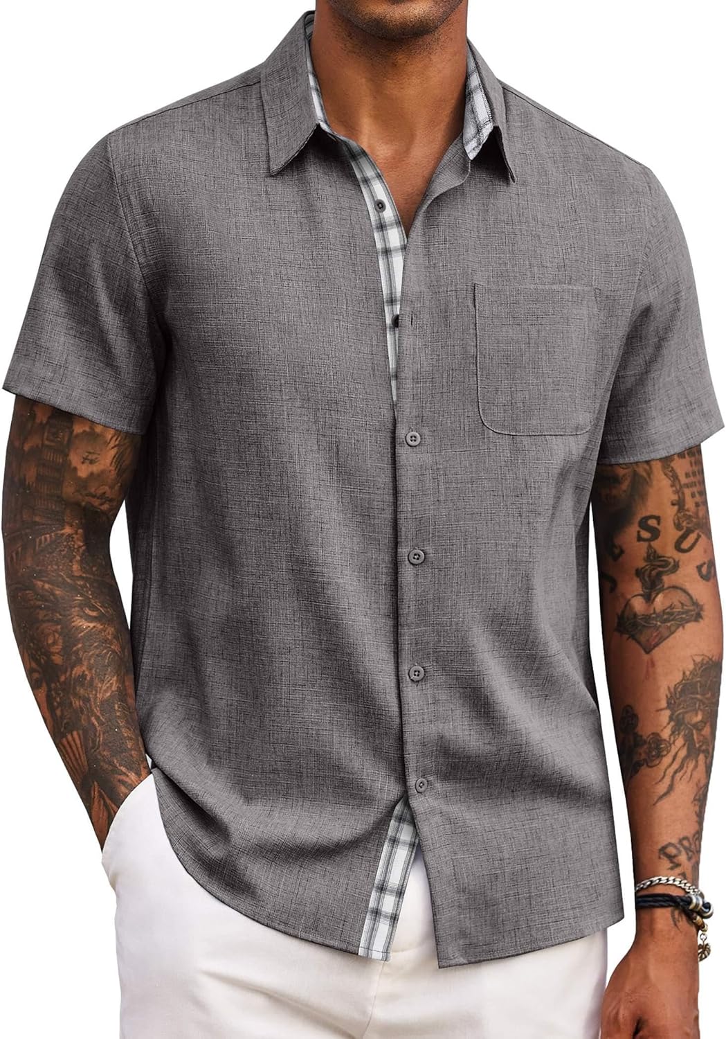 Detalle de COOFANDY Button Down Short Sleeve Shirt