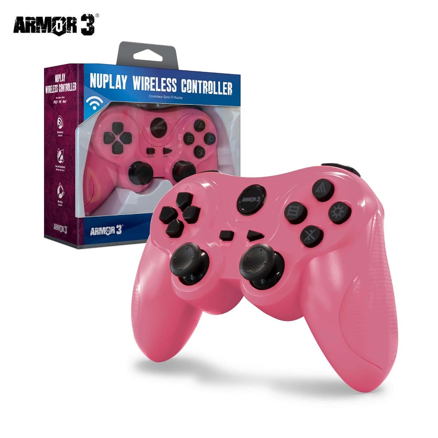 Detalle de Armor3 Nuplay Wireless Game Controller for PS3 — Pink