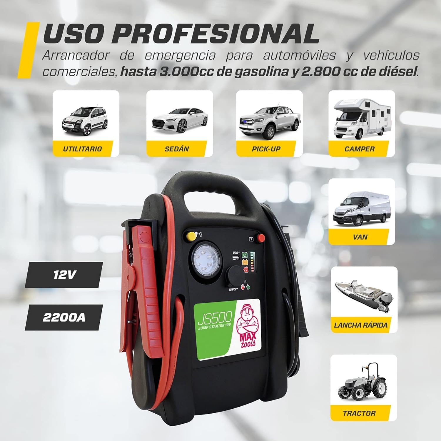 Detalle 1 de MAXTOOLS JS500 2200A Arrancador de emergencia para coches