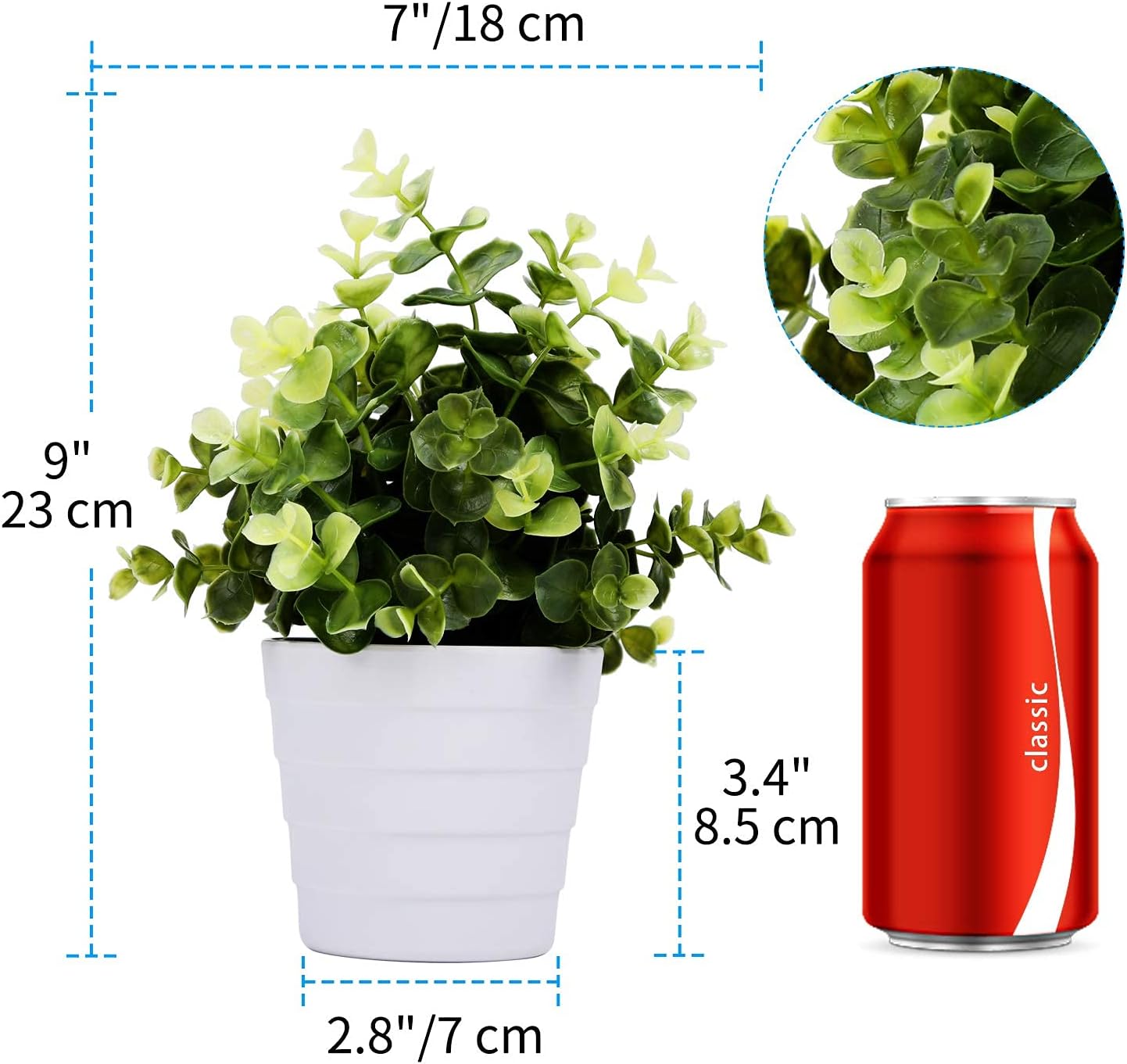 Detalle de Meneco Small Fake Plant in Pot – Eucalyptus Green
