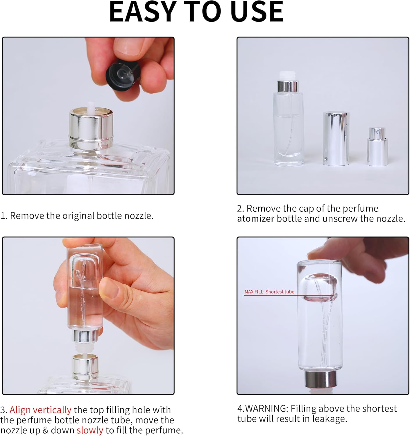 Detalle de MUB 10ml Perfume Atomiser: Top-Filling, Leak-Proof Glass Travel Bottle