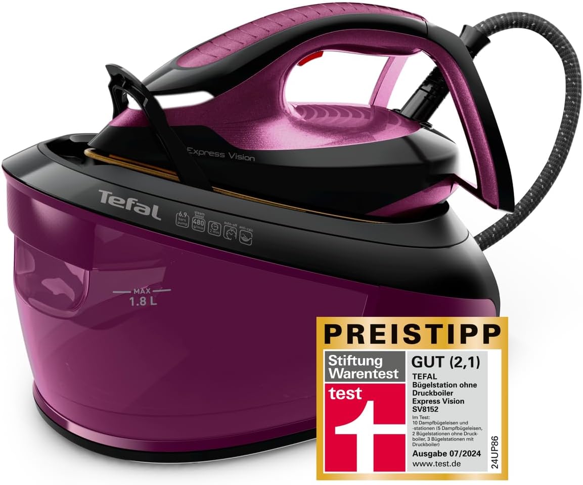 Detalle de Tefal Express Vision Dampfbügelstation SV8152 mit 6,9-Bar-Pumpendruck und Smart Temp-Technologie