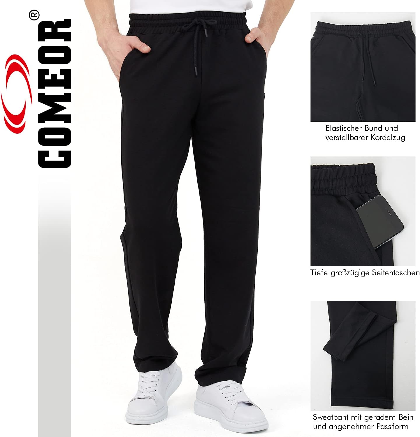 Thumbnail 4 de COMEOR Men's Thin Lightweight Breathable Cotton Straight Leg Jogging Pants: A Practical Pick for Everyday Comfort
