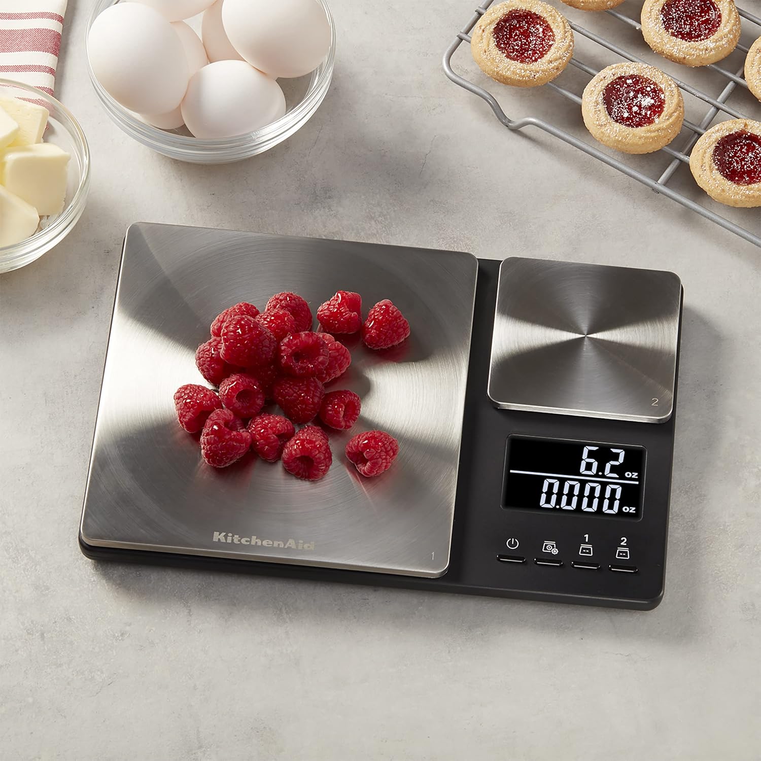 Thumbnail 4 de KitchenAid KQ909 Dual Platform Digital Kitchen and Food Scale (Black with Stainless Steel)