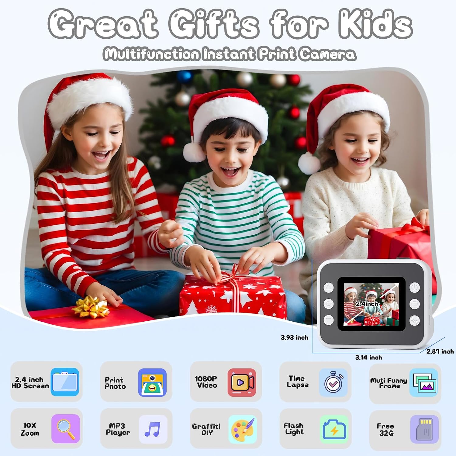 Detalle de Hangrui Kids instant print camera 1080P