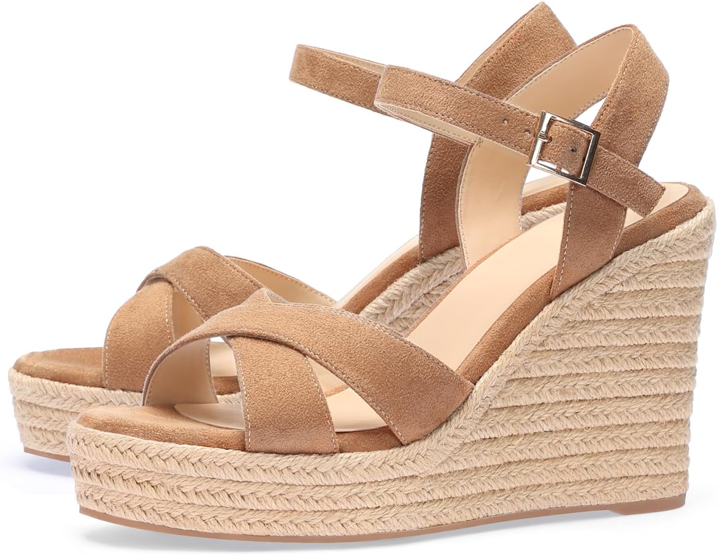 Detalle de VICKI·VICKI Women's Platform Wedge Sandals with Ankle Strap and Braided Jute