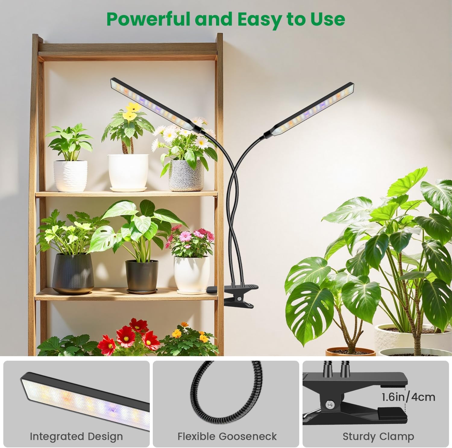 Detalle 1 de Aumtrly ZY-L20C Clip-On Grow Lights, 228 LEDs, Full Spectrum, 2-Pack