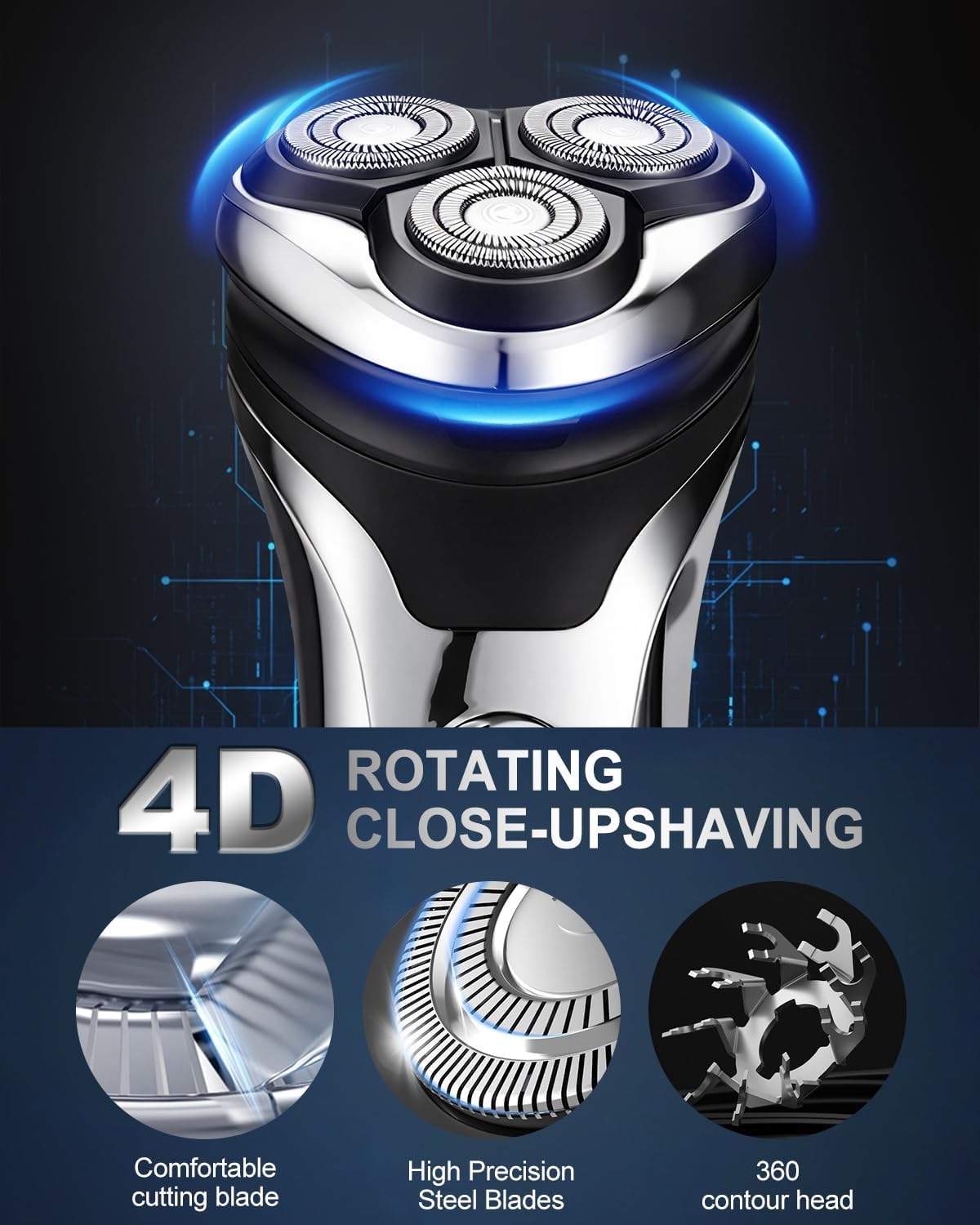 Detalle 2 de Lorrtta Cordless Electric Shaver, 90-min runtime
