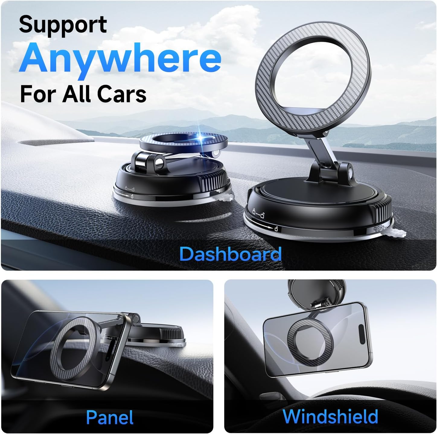 Detalle 2 de ANDERY Car Phone Holder with 2400g Magnets ⚙