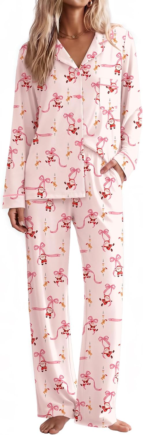 Detalle de Ekouaer Women's Pajama Set, Long Sleeve