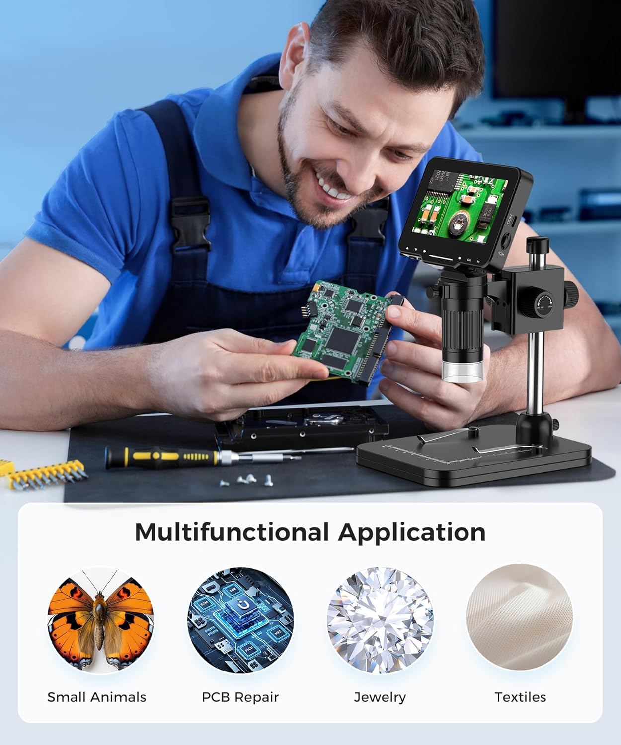 Thumbnail 6 de LCD Digital Microscope 10MP 4.3-inch 1080P 1–1000X 🔬