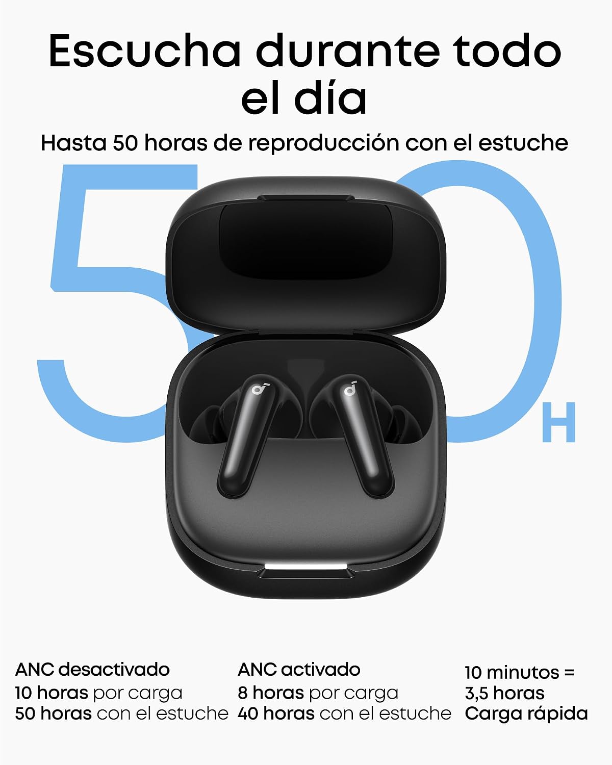 Detalle 2 de Soundcore P31i: Auriculares inalámbricos con ANC adaptativo, traductor IA y sonido Hi-Res
