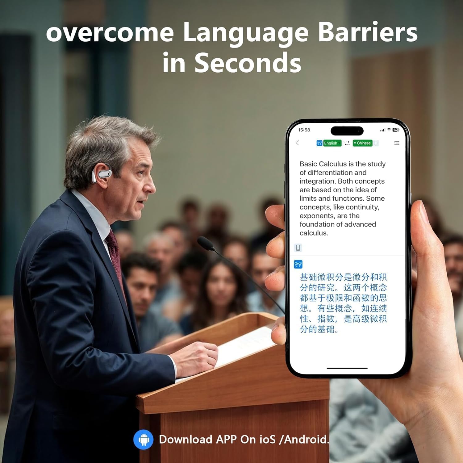 Detalle de AI Écouteur Traducteur Instantané 144 langues — écouteurs Bluetooth 5.4 avec écran LCD tactile, réduction du bruit et traduction en temps réel