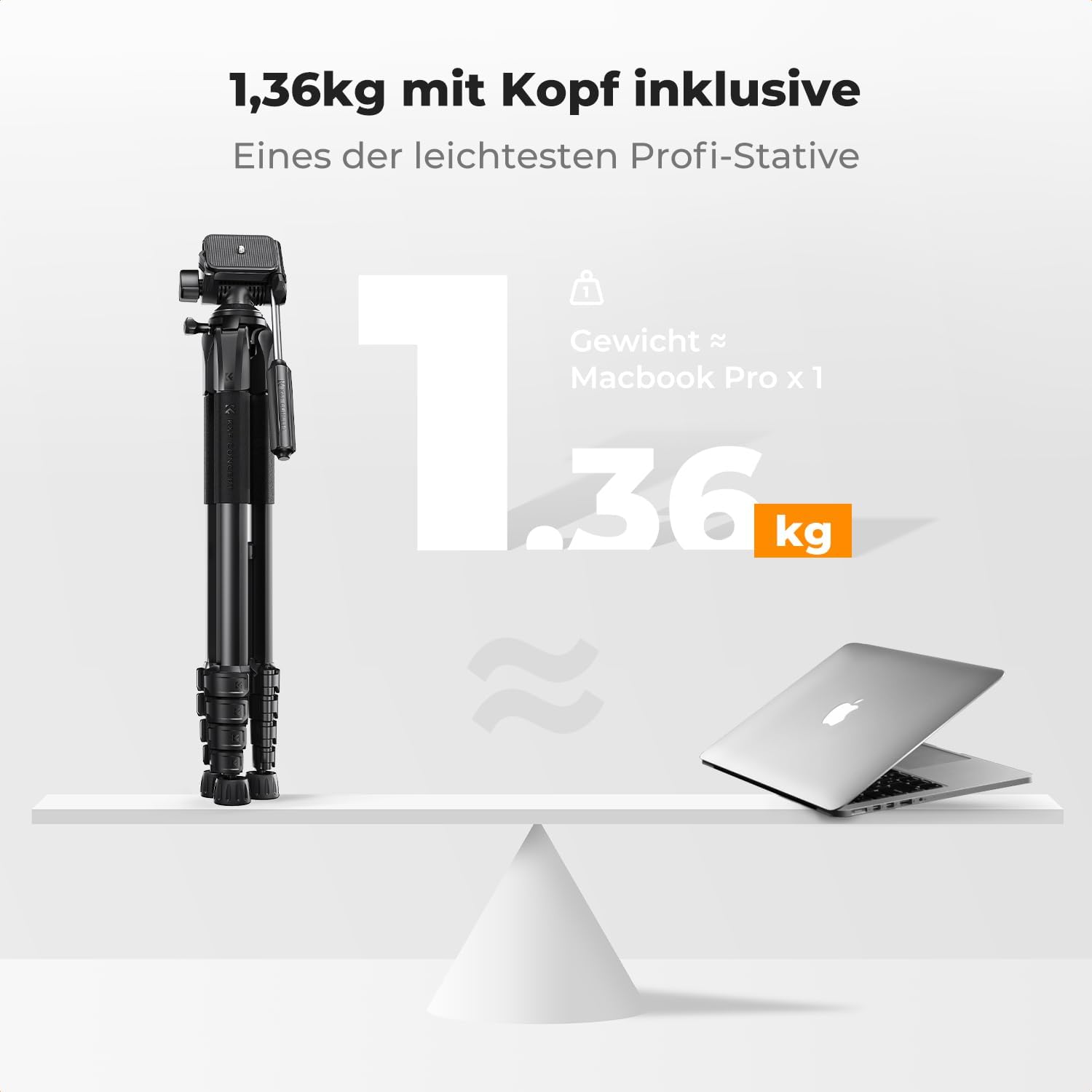 Detalle 2 de K&F CONCEPT S255A3+BV01 Reisestativ 190 cm