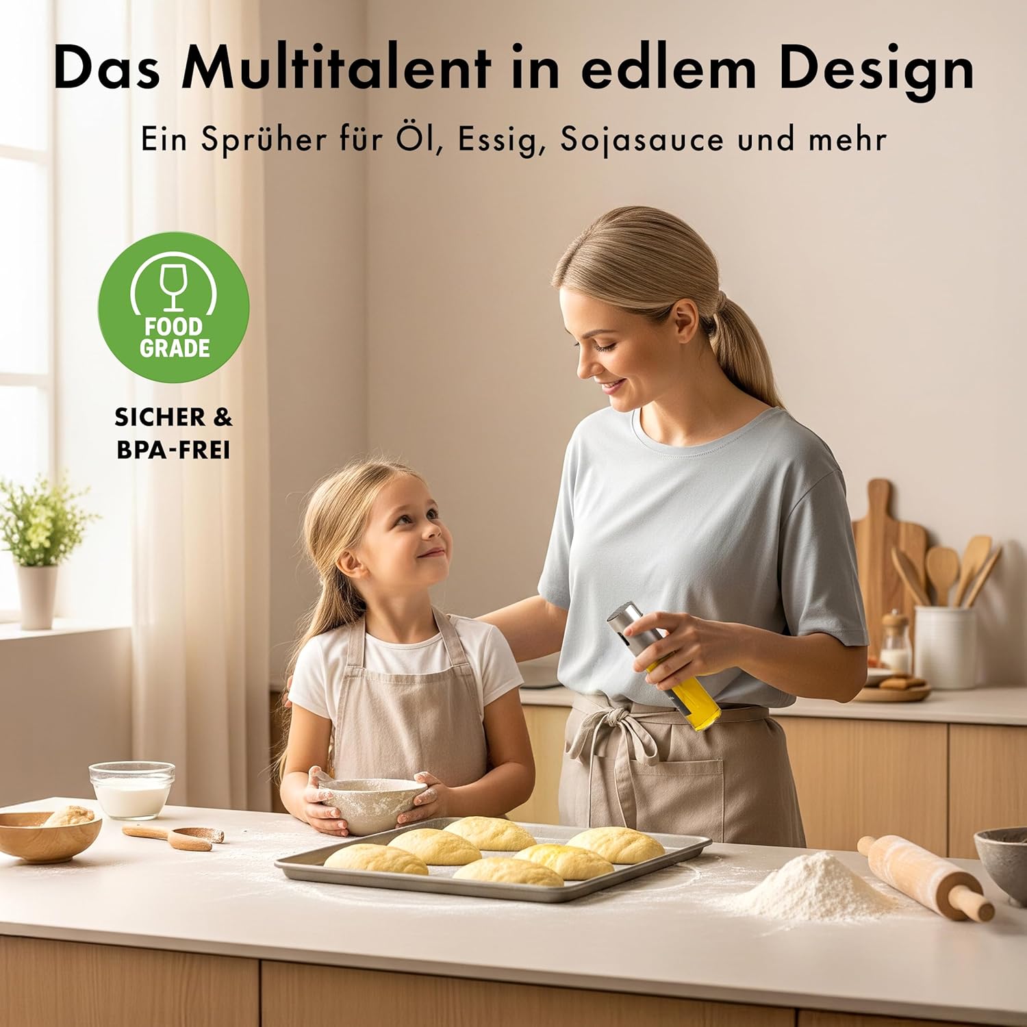 Thumbnail 2 de EDELHAUS Öl-Sprüher 2er Set – Hochwertige Edelstahl- und Glasflaschen für präzises Dosieren