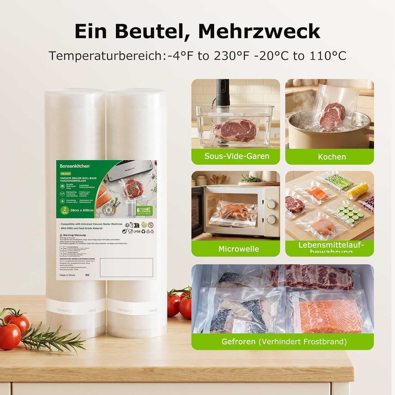 Thumbnail 1 de Bonsenkitchen Vakuumrollen 28×600cm 🍽