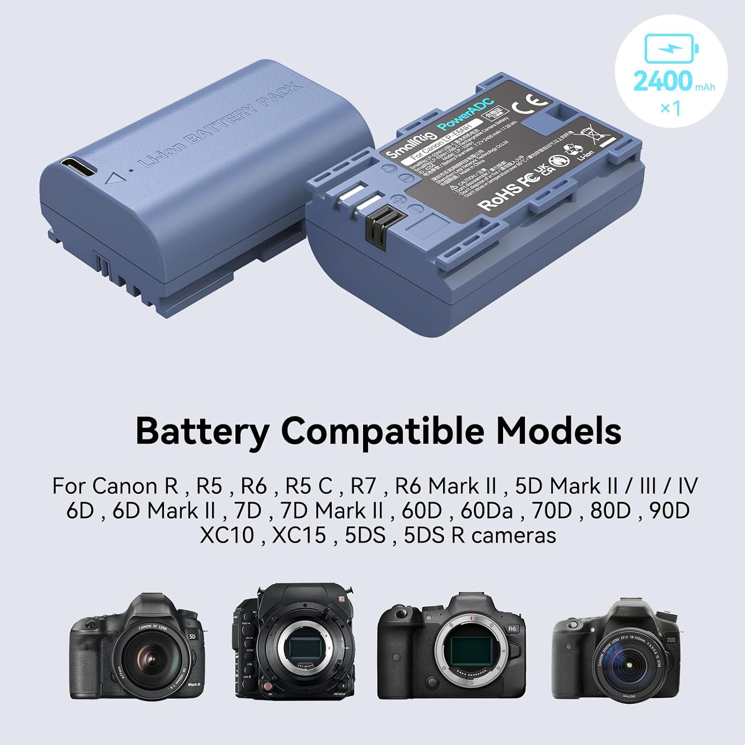 Detalle 2 de SMALLRIG LP-E6NH batteria 2400 mAh