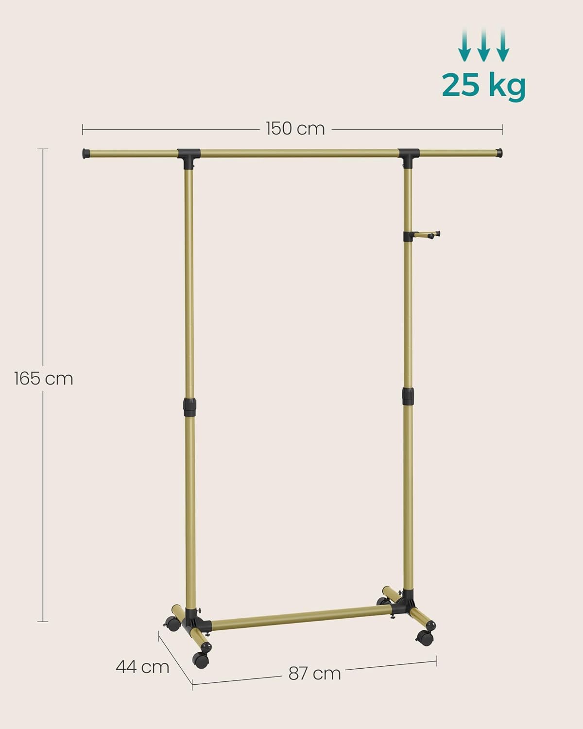 Detalle de SONGMICS LLR001A01 attaccapanni con altezza 97-165 cm