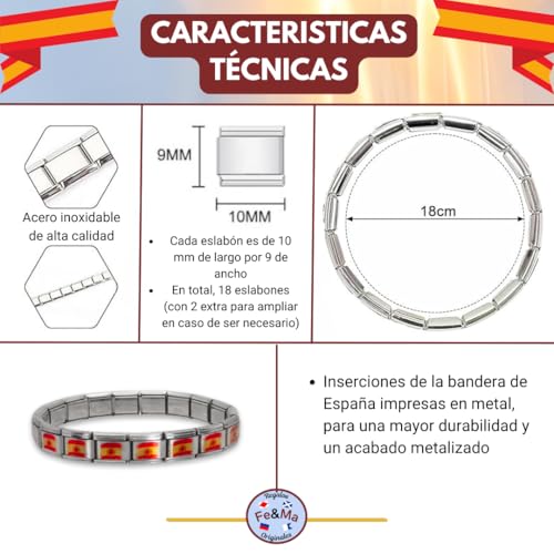 Thumbnail 5 de Feyma Pulsera con bandera de España (escudo) de eslabones en acero inoxidable – Regalo simbólico elegante
